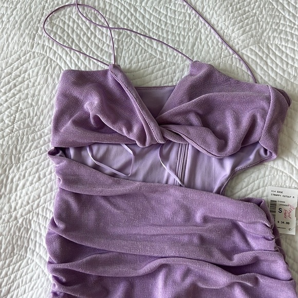 NWT Blanc Clothing Strappy Cutout Bodycon Ruched MIDI Dress Size Small Lavender - Picture 6 of 17